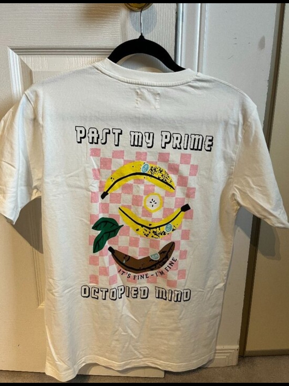 Graphic Banana Print White Tee - "Past My Prime"